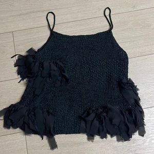 Saralam black crochet sleeveless top